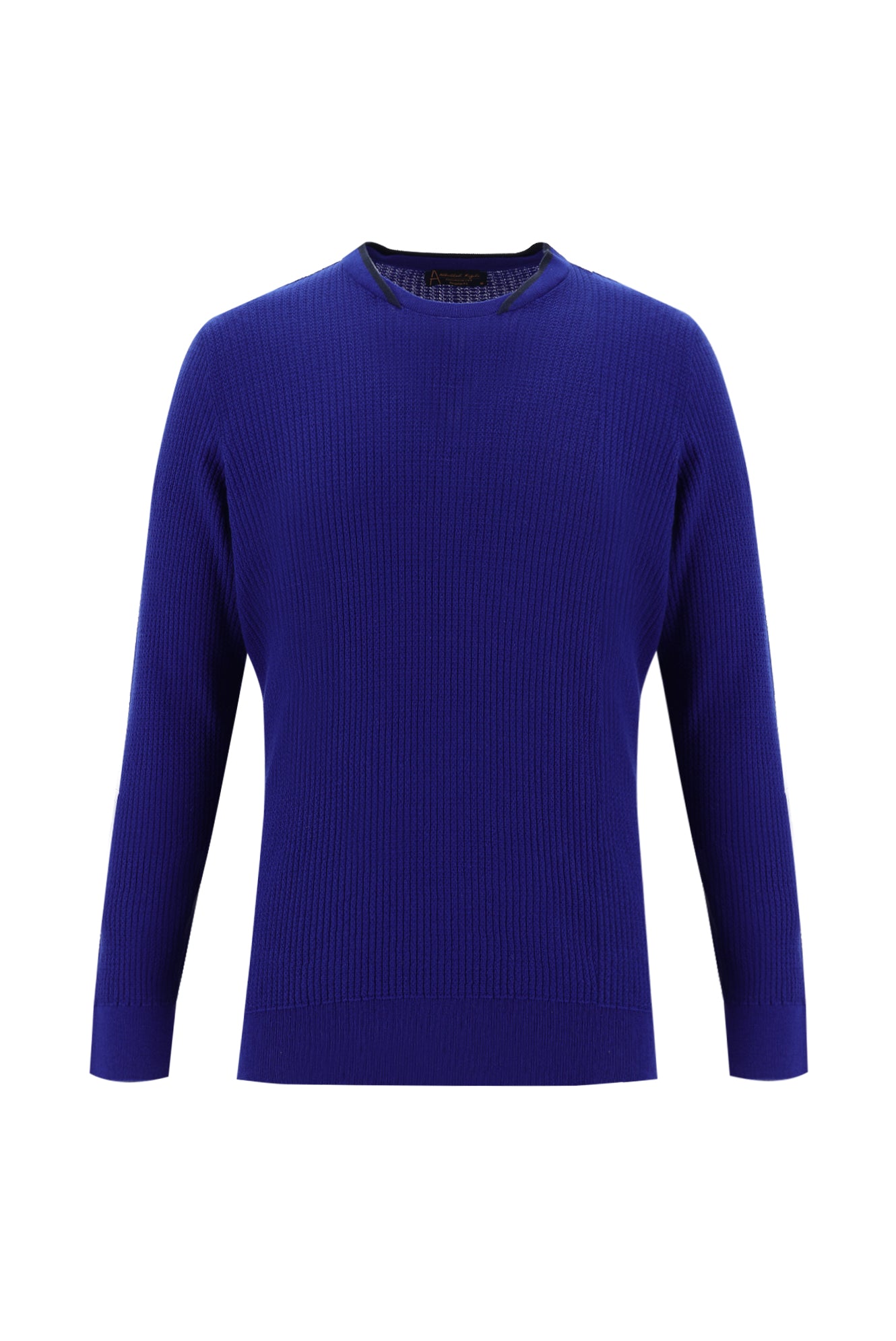 Saks Mavi Bisiklet Yaka Regular Fit Desenli Triko Kazak