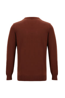 Kiremit Bisiklet Yaka Regular Fit Pamuklu Triko Kazak