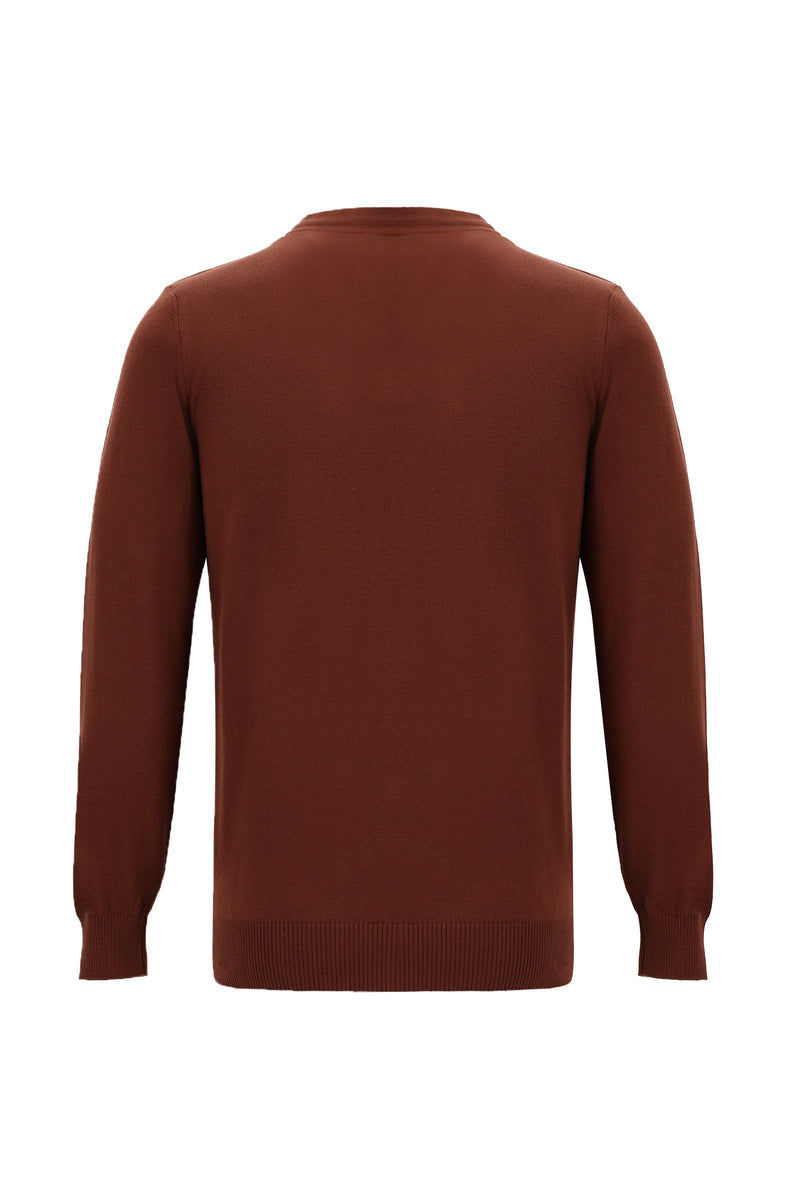 Kiremit Bisiklet Yaka Regular Fit Pamuklu Triko Kazak