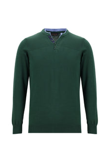 Orman Yeşili Bisiklet Yaka Regular Fit Pamuklu Triko Kazak