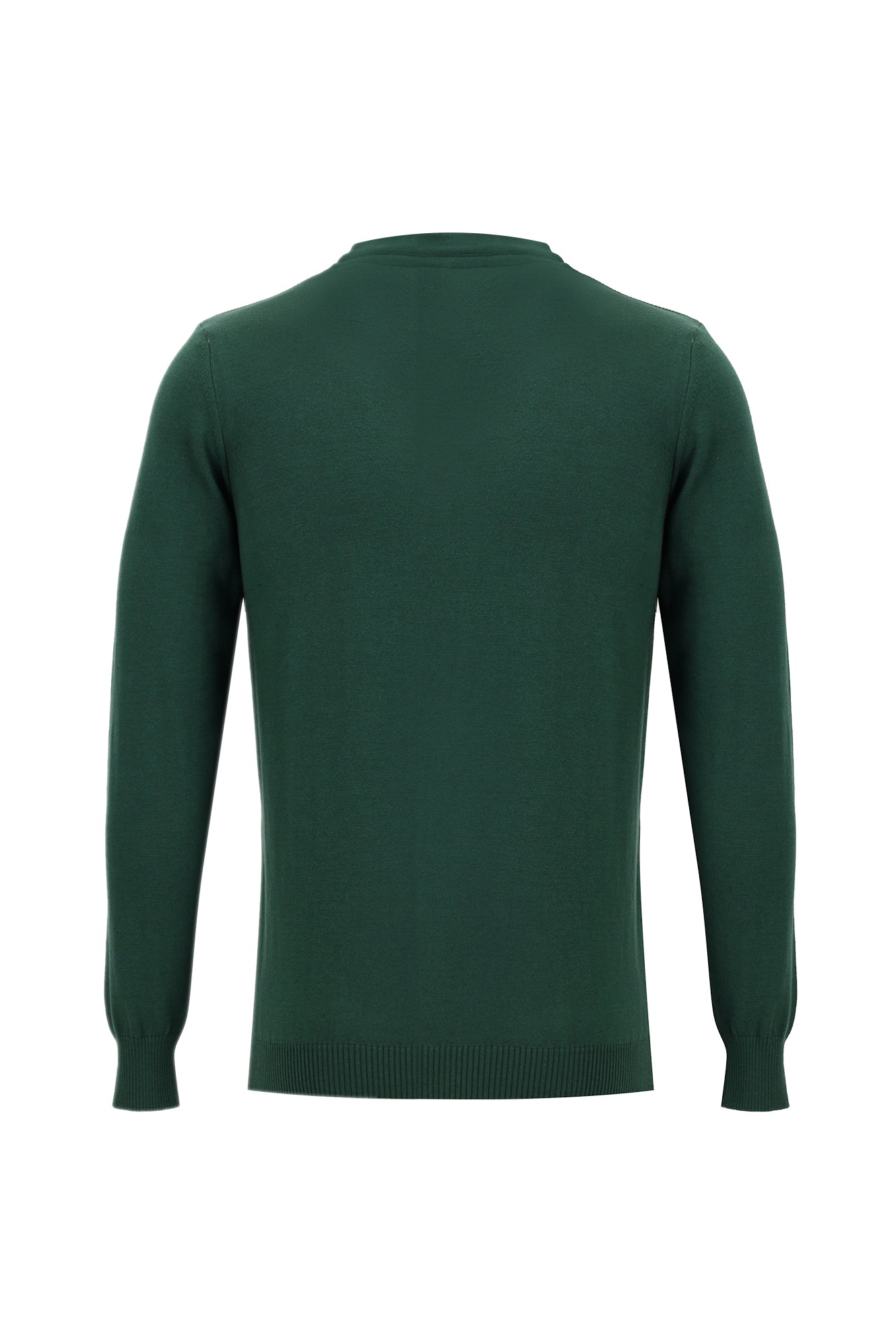 Orman Yeşili Bisiklet Yaka Regular Fit Pamuklu Triko Kazak