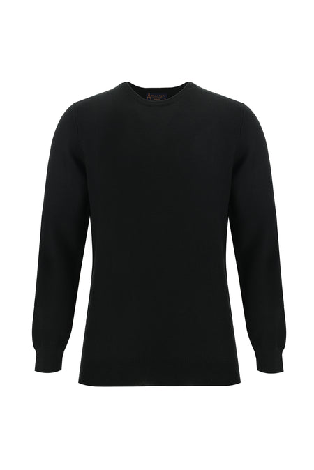 Siyah Bisiklet Yaka Regular Fit Triko Kazak