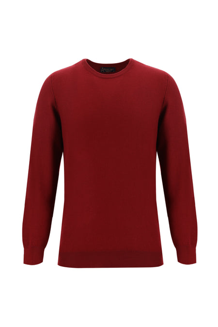 Koyu Kırmızı Bisiklet Yaka Regular Fit Triko Kazak