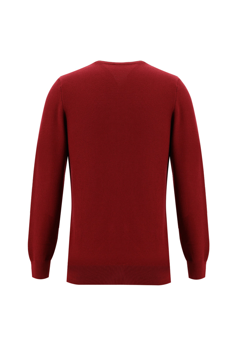 Koyu Kırmızı Bisiklet Yaka Regular Fit Triko Kazak