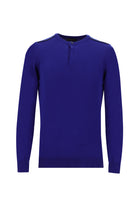 Saks Mavi Bisiklet Yaka Slim Fit Dar Kesim Pamuklu Triko Kazak