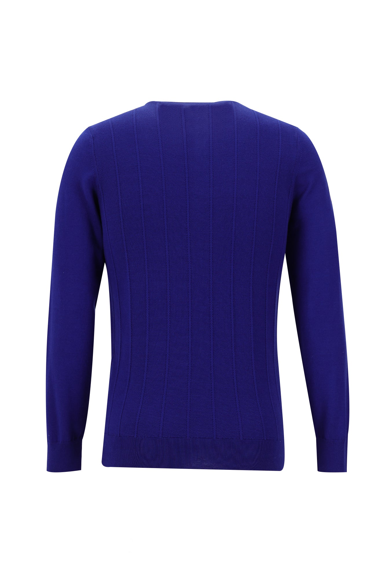 Saks Mavi Bisiklet Yaka Slim Fit Dar Kesim Pamuklu Triko Kazak