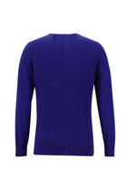 Saks Mavi Bisiklet Yaka Slim Fit Dar Kesim Pamuklu Triko Kazak
