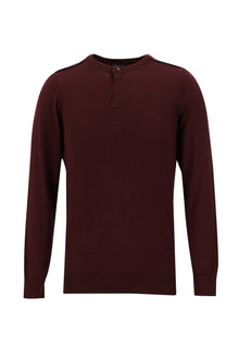 Koyu Bordo Bisiklet Yaka Slim Fit Dar Kesim Pamuklu Triko Kazak