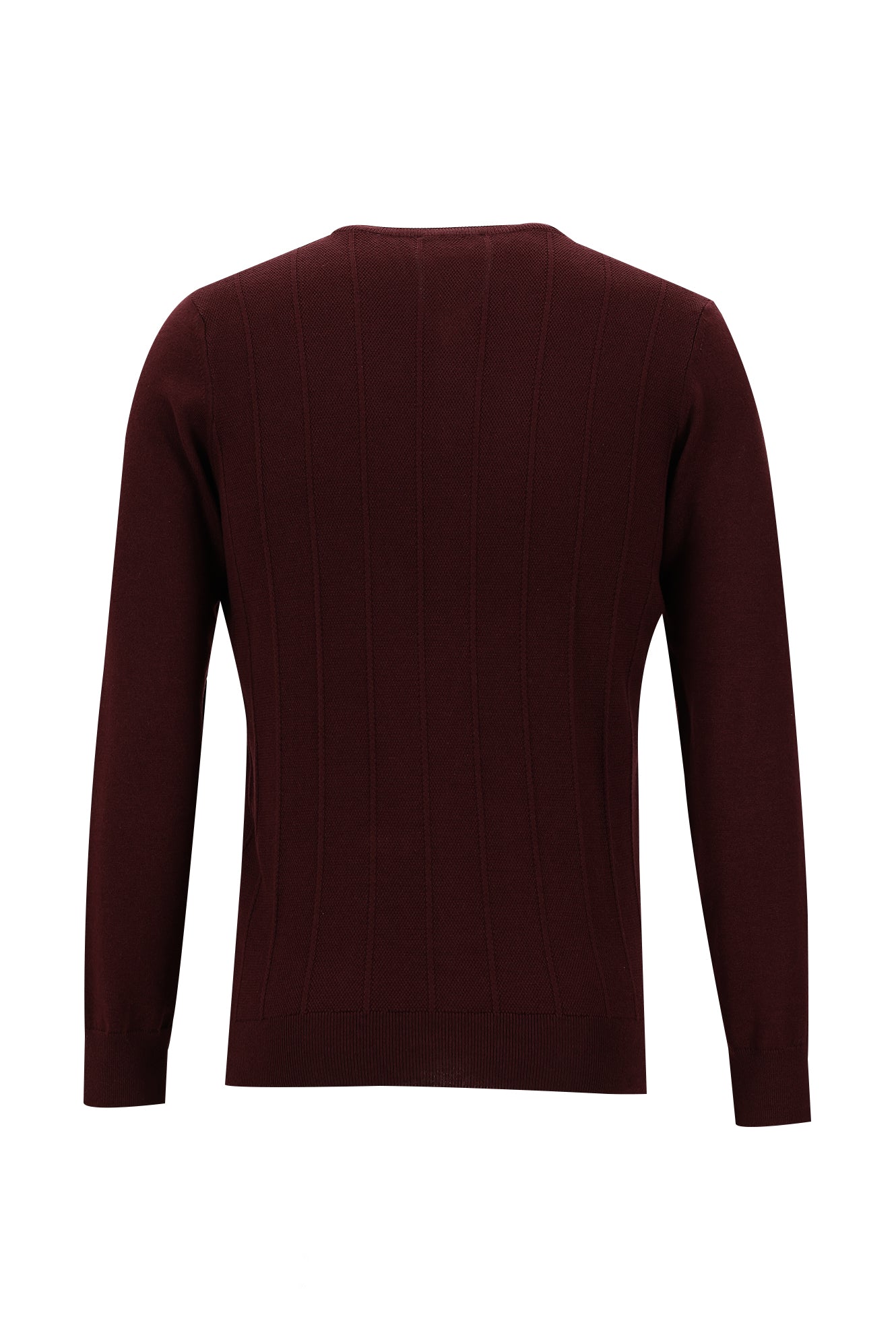 Koyu Bordo Bisiklet Yaka Slim Fit Dar Kesim Pamuklu Triko Kazak