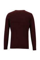 Koyu Bordo Bisiklet Yaka Slim Fit Dar Kesim Pamuklu Triko Kazak