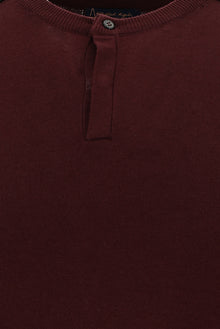 Koyu Bordo Bisiklet Yaka Slim Fit Dar Kesim Pamuklu Triko Kazak