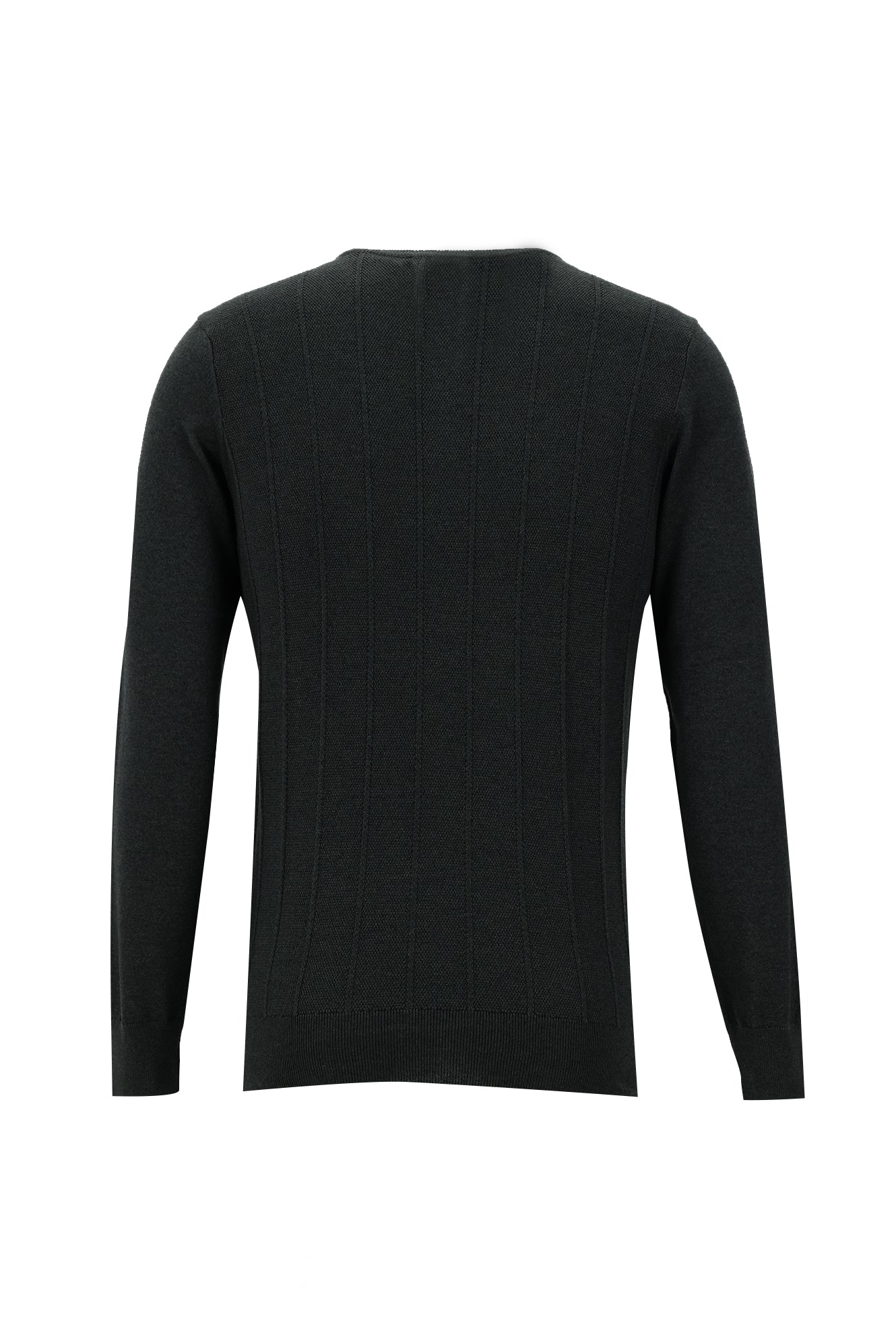 Koyu Antrasit Melanj Bisiklet Yaka Slim Fit Dar Kesim Pamuklu Triko Kazak