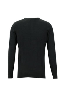 Koyu Antrasit Melanj Bisiklet Yaka Slim Fit Dar Kesim Pamuklu Triko Kazak