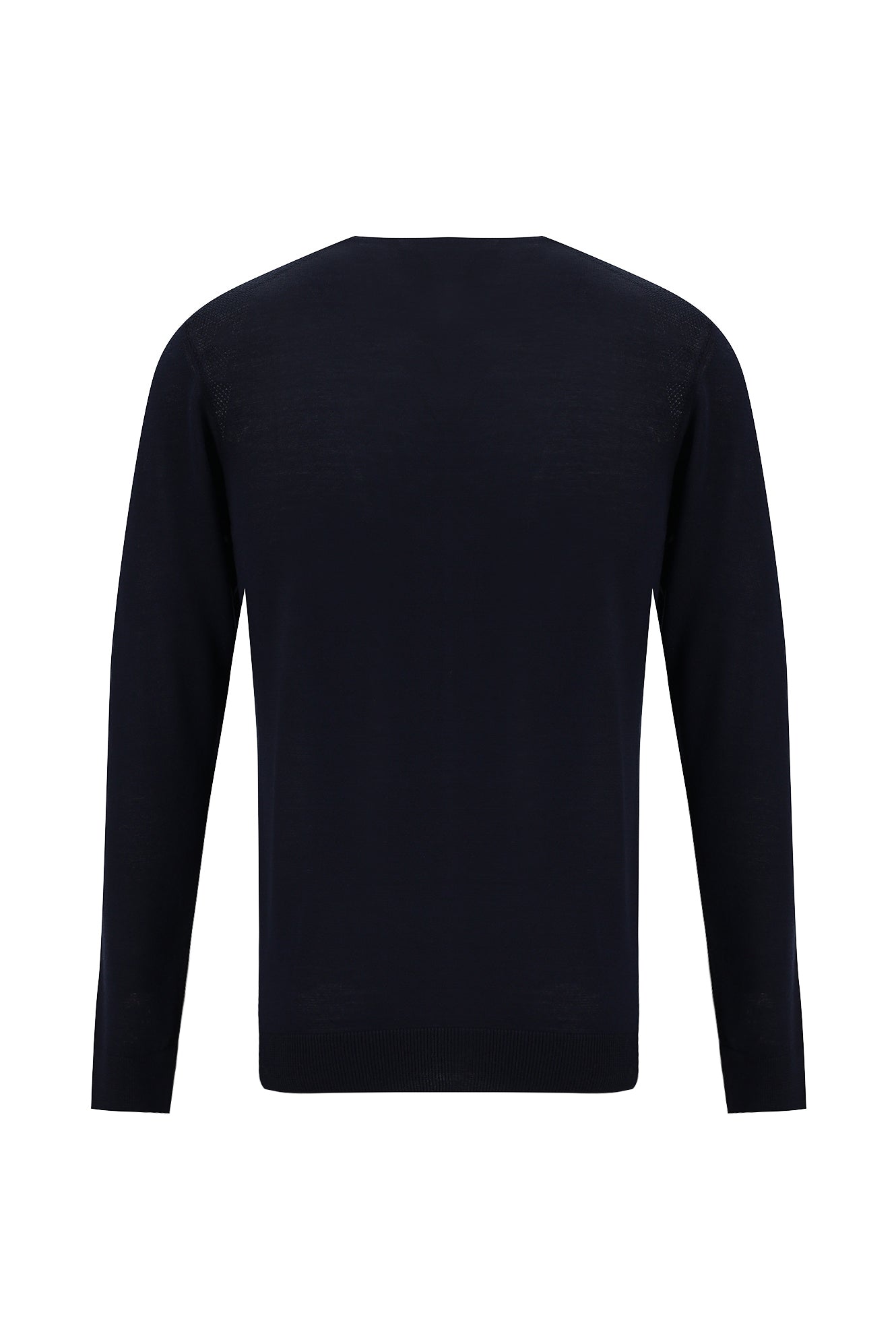 Koyu Lacivert Bisiklet Yaka Regular Fit Yünlü Triko Kazak