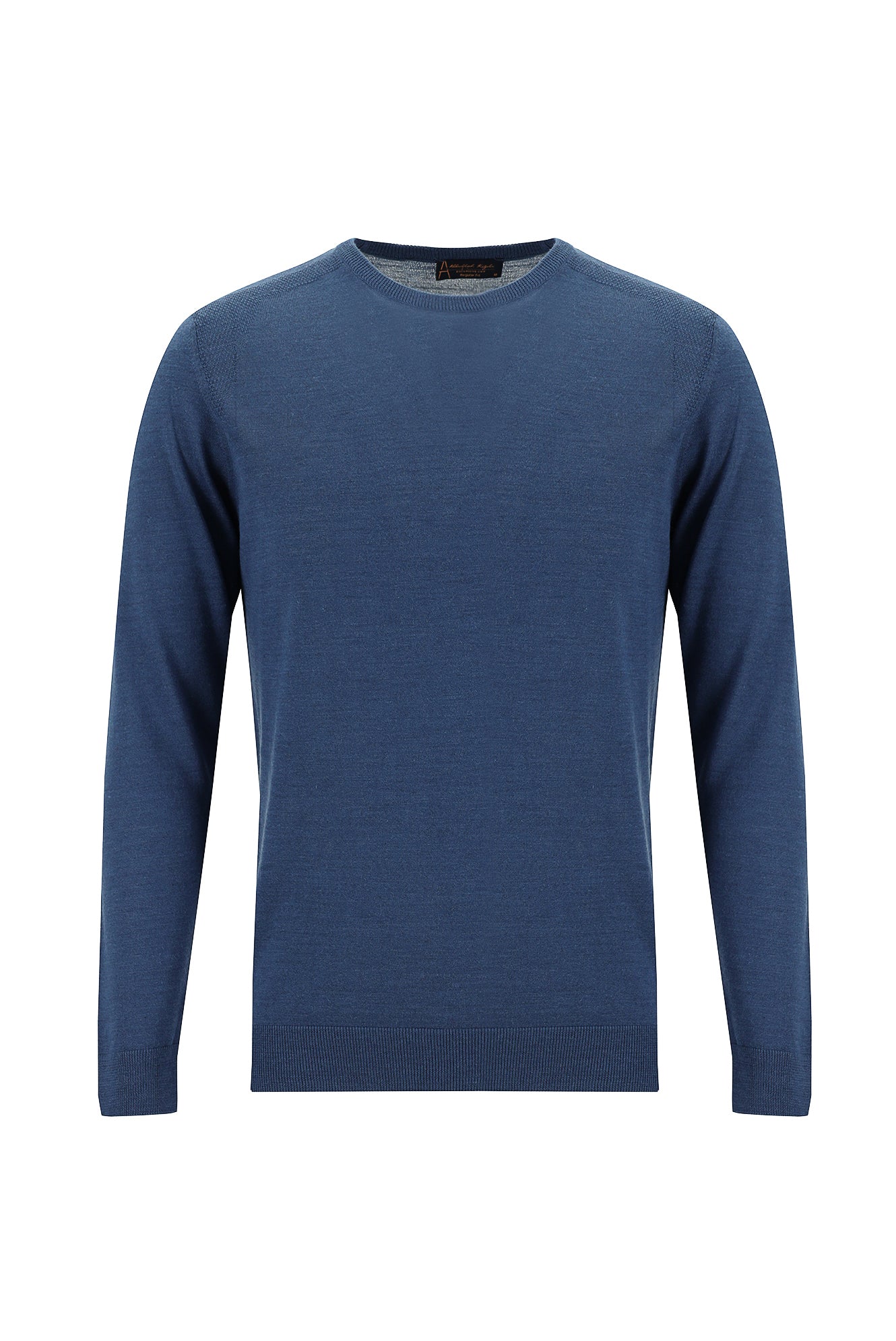 İndigo Melanj Bisiklet Yaka Regular Fit Yünlü Triko Kazak