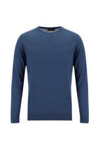 İndigo Melanj Bisiklet Yaka Regular Fit Yünlü Triko Kazak