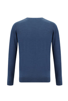 İndigo Melanj Bisiklet Yaka Regular Fit Yünlü Triko Kazak