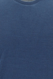 İndigo Melanj Bisiklet Yaka Regular Fit Yünlü Triko Kazak