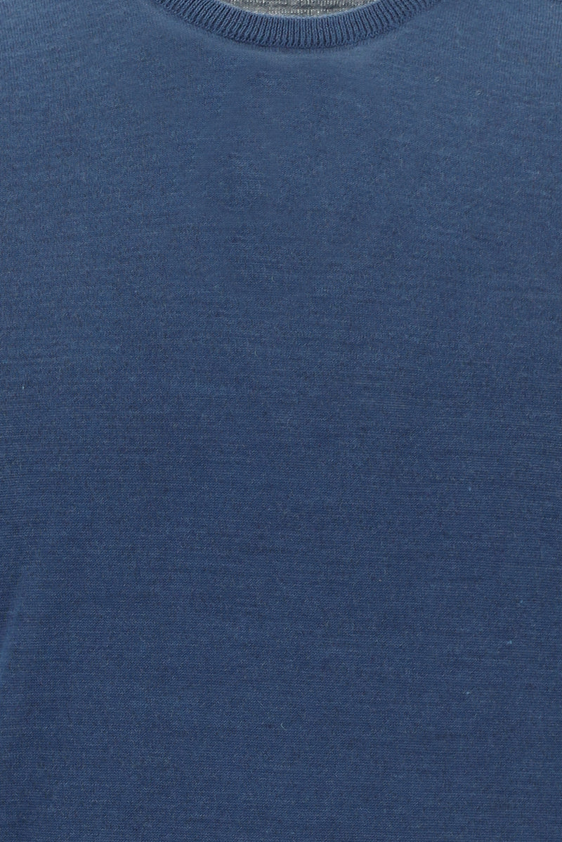 İndigo Melanj Bisiklet Yaka Regular Fit Yünlü Triko Kazak