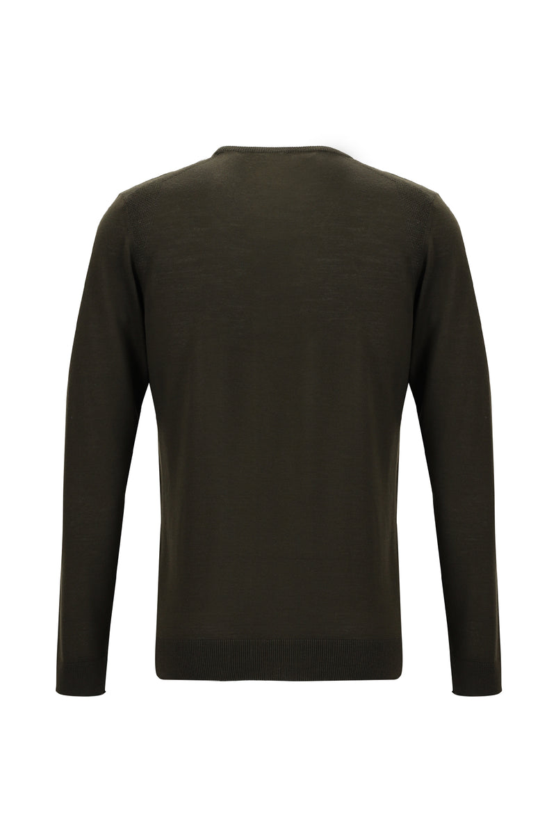 Koyu Kahve Bisiklet Yaka Regular Fit Yünlü Triko Kazak