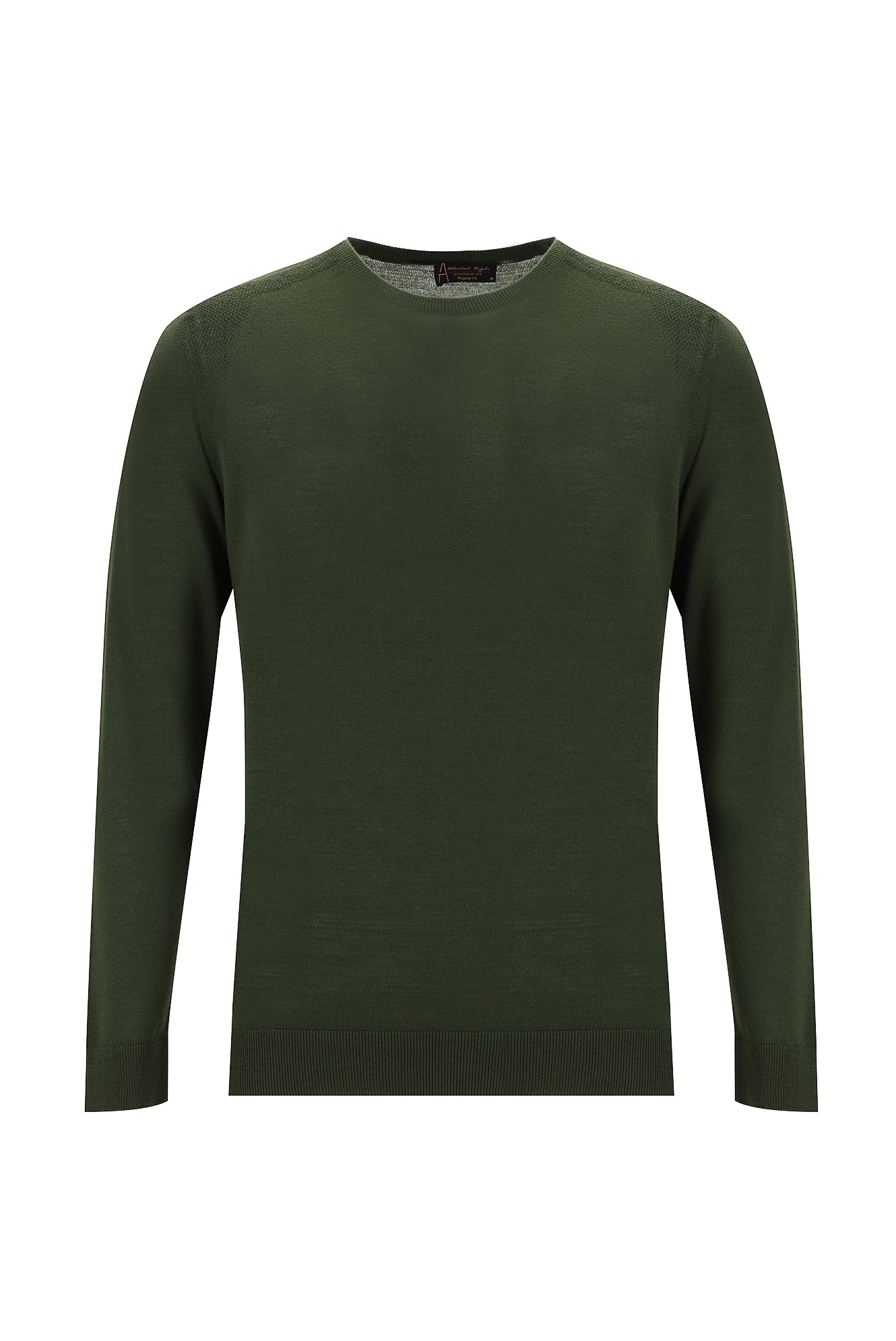 Orta Haki Bisiklet Yaka Regular Fit Yünlü Triko Kazak