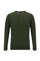 Orta Haki Bisiklet Yaka Regular Fit Yünlü Triko Kazak