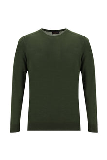 Orta Haki Bisiklet Yaka Regular Fit Yünlü Triko Kazak