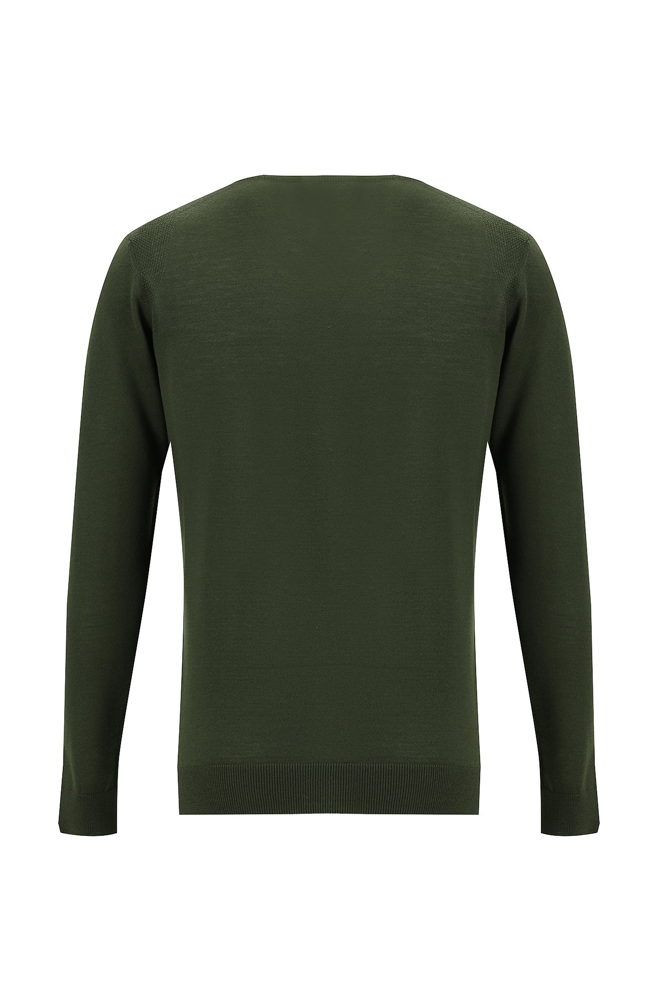 Orta Haki Bisiklet Yaka Regular Fit Yünlü Triko Kazak