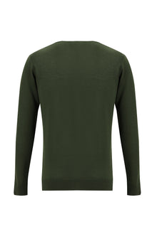 Orta Haki Bisiklet Yaka Regular Fit Yünlü Triko Kazak