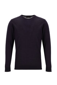 Koyu Mor Bisiklet Yaka Regular Fit Yünlü Triko Kazak