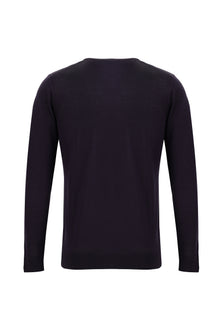 Koyu Mor Bisiklet Yaka Regular Fit Yünlü Triko Kazak