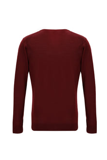 Koyu Kırmızı Bisiklet Yaka Regular Fit Yünlü Triko Kazak