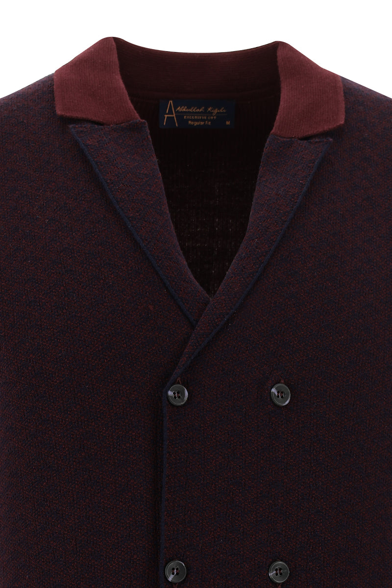 Koyu Bordo Kruvaze Triko Yelek