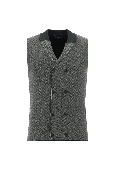 Koyu Antrasit Melanj Kruvaze Triko Yelek