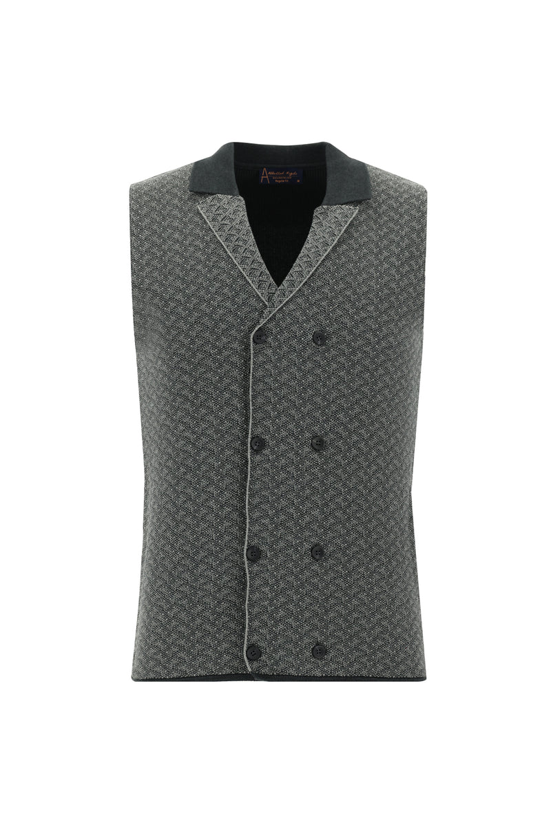 Koyu Antrasit Melanj Kruvaze Triko Yelek