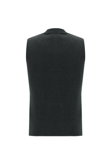 Koyu Antrasit Melanj Kruvaze Triko Yelek