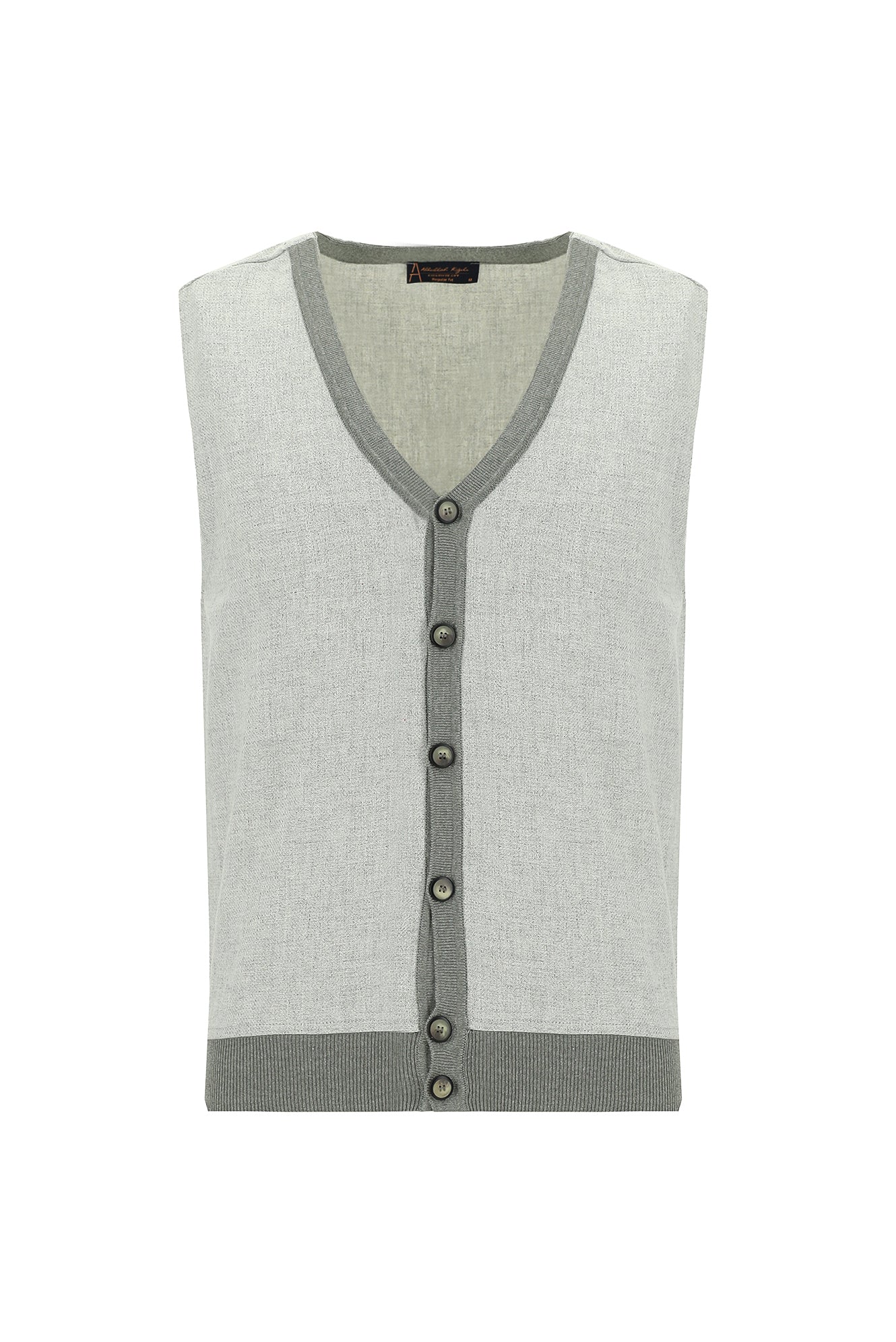 Açık Gri Melanj Pamuklu Triko Yelek