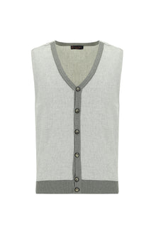 Açık Gri Melanj Pamuklu Triko Yelek