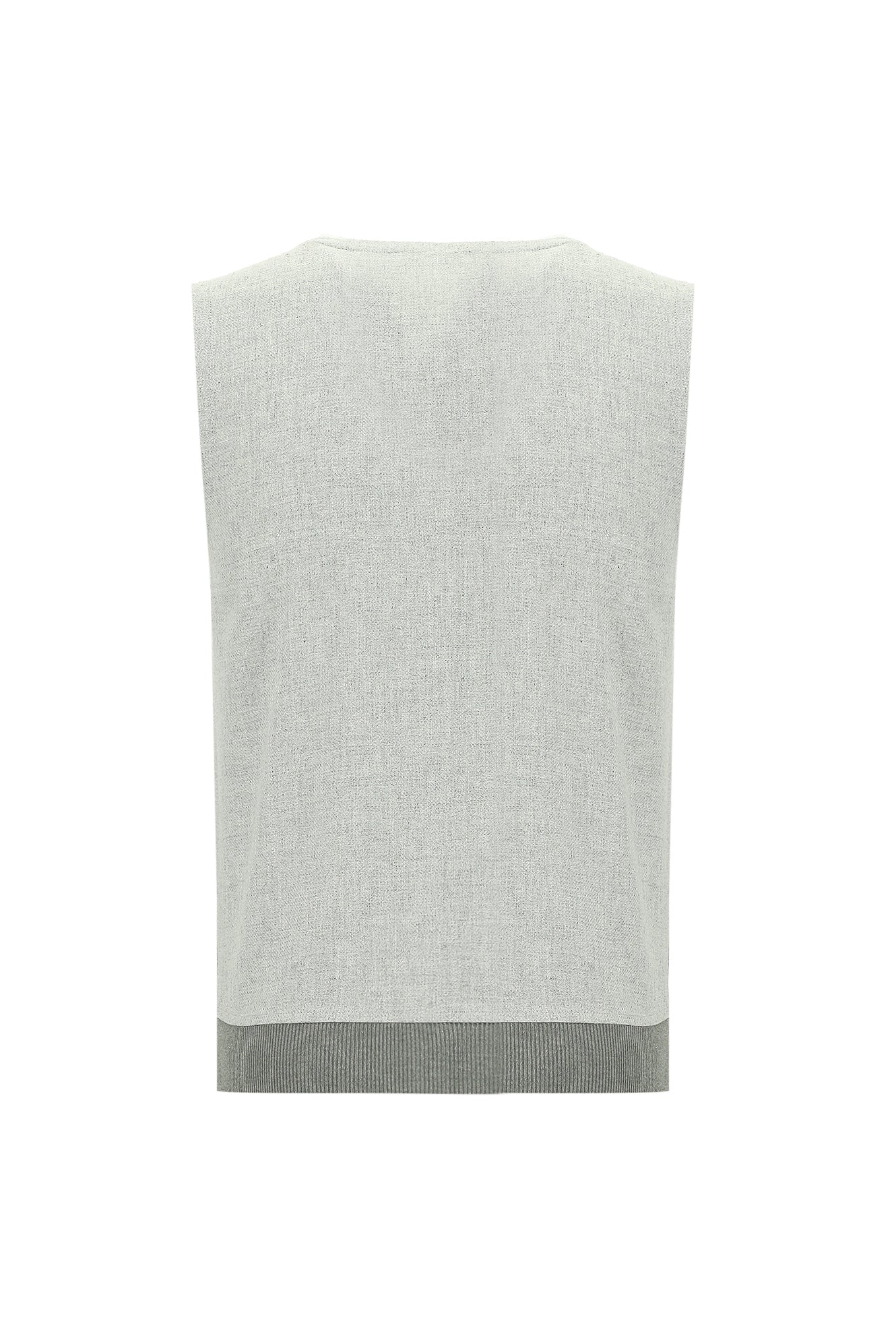 Açık Gri Melanj Pamuklu Triko Yelek