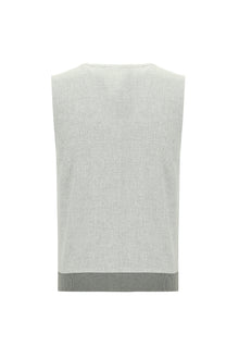 Açık Gri Melanj Pamuklu Triko Yelek