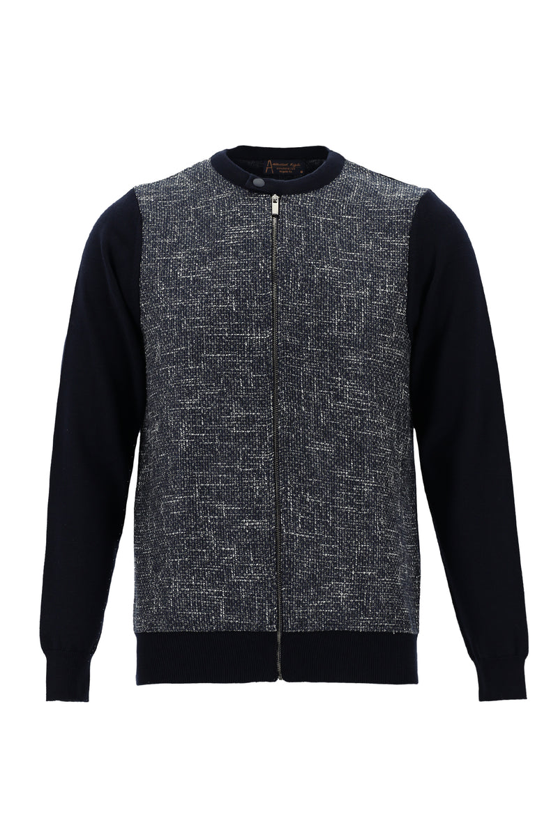 Koyu Lacivert Pamuklu Fermuarlı Triko Hırka