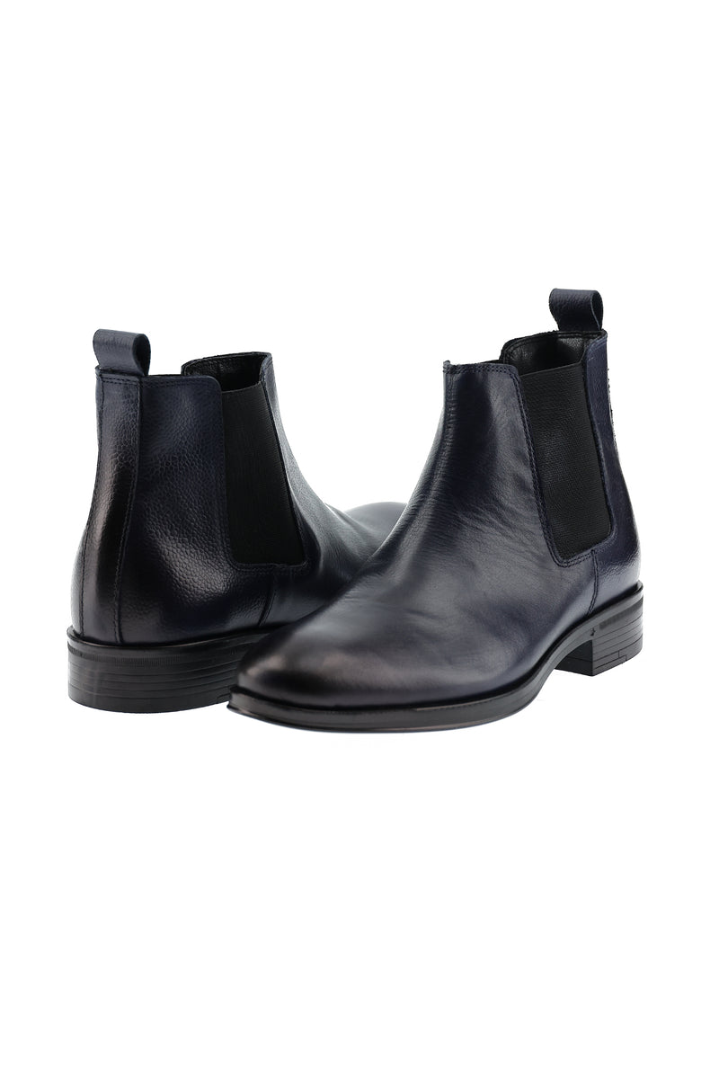 Koyu Lacivert Deri Bot