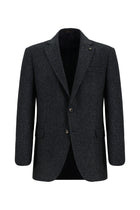 Koyu Lacivert Klasik Yünlü Desenli Ceket