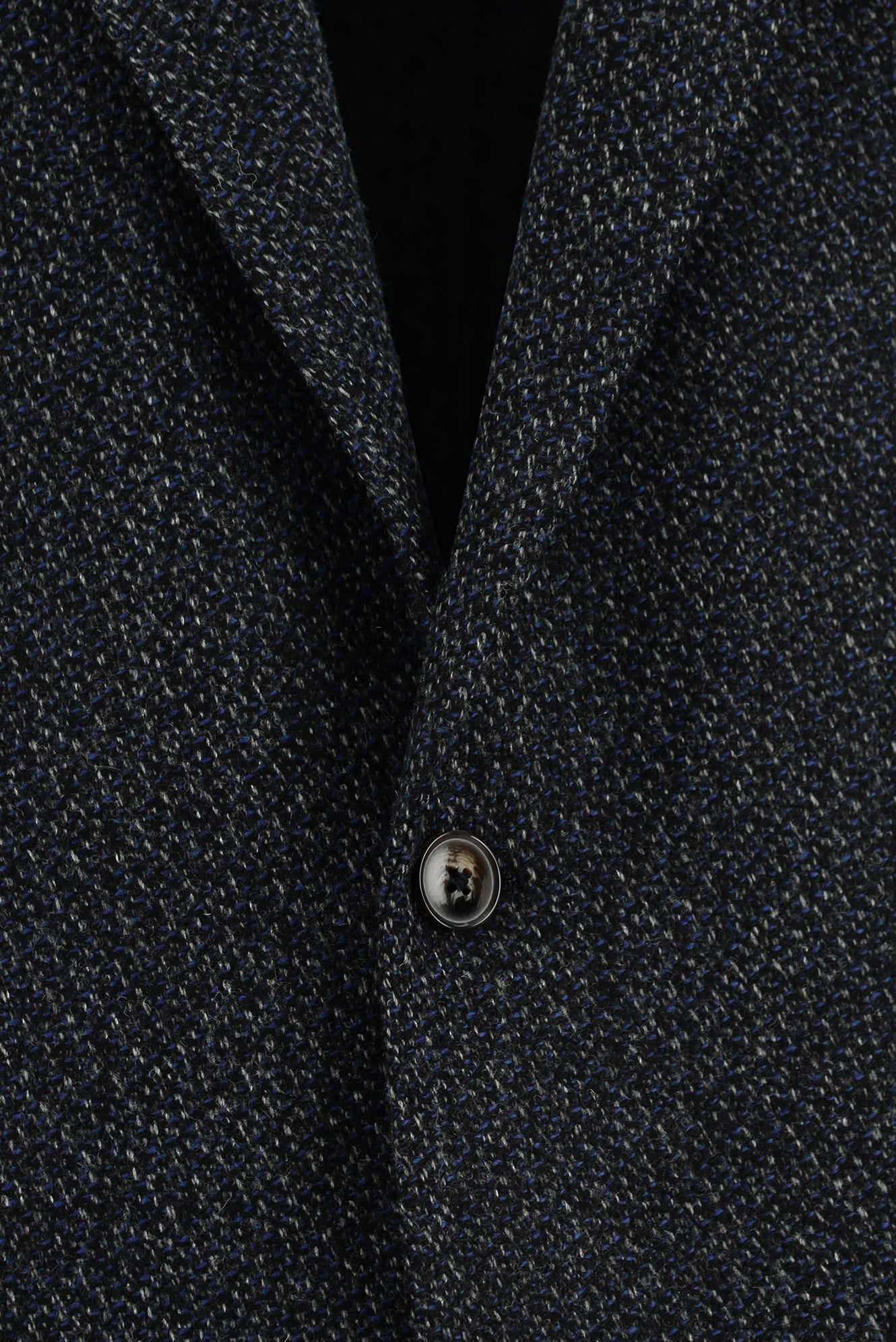 Koyu Lacivert Klasik Yünlü Desenli Ceket