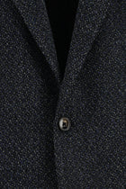 Koyu Lacivert Klasik Yünlü Desenli Ceket