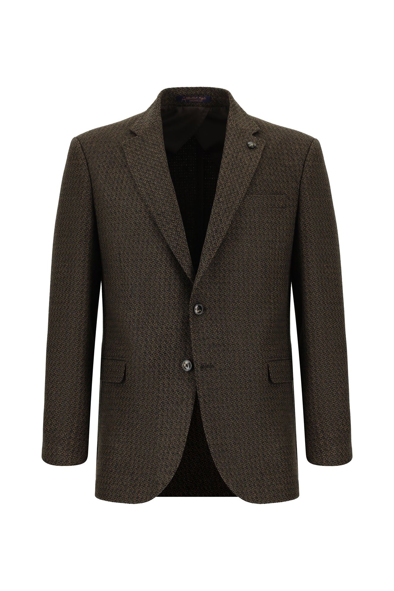 Koyu Kahve Klasik Yünlü Desenli Ceket