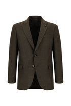 Koyu Kahve Klasik Yünlü Desenli Ceket