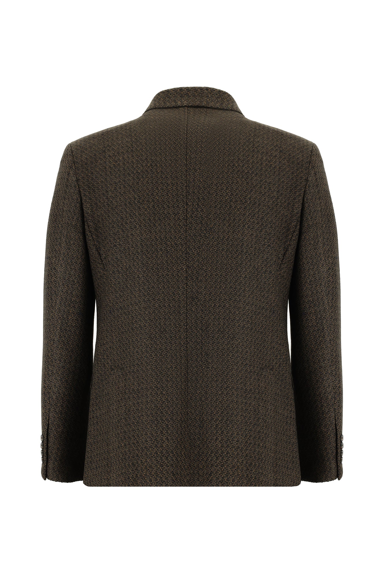 Koyu Kahve Klasik Yünlü Desenli Ceket