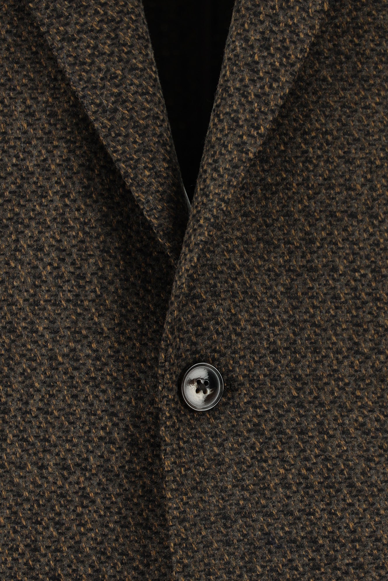 Koyu Kahve Klasik Yünlü Desenli Ceket