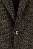 Koyu Kahve Klasik Yünlü Desenli Ceket